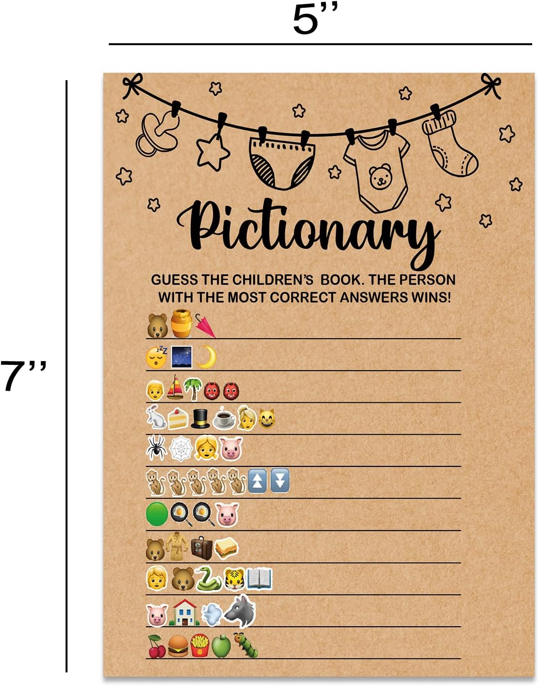 Baby Shower Game, Pictionary Fun Guessing Game, Baby Shower Party Games Supplies & Activities, Party Activities Ideas Supplies, Baby Shower Ideas, 30 Game Cards Included, Kraft