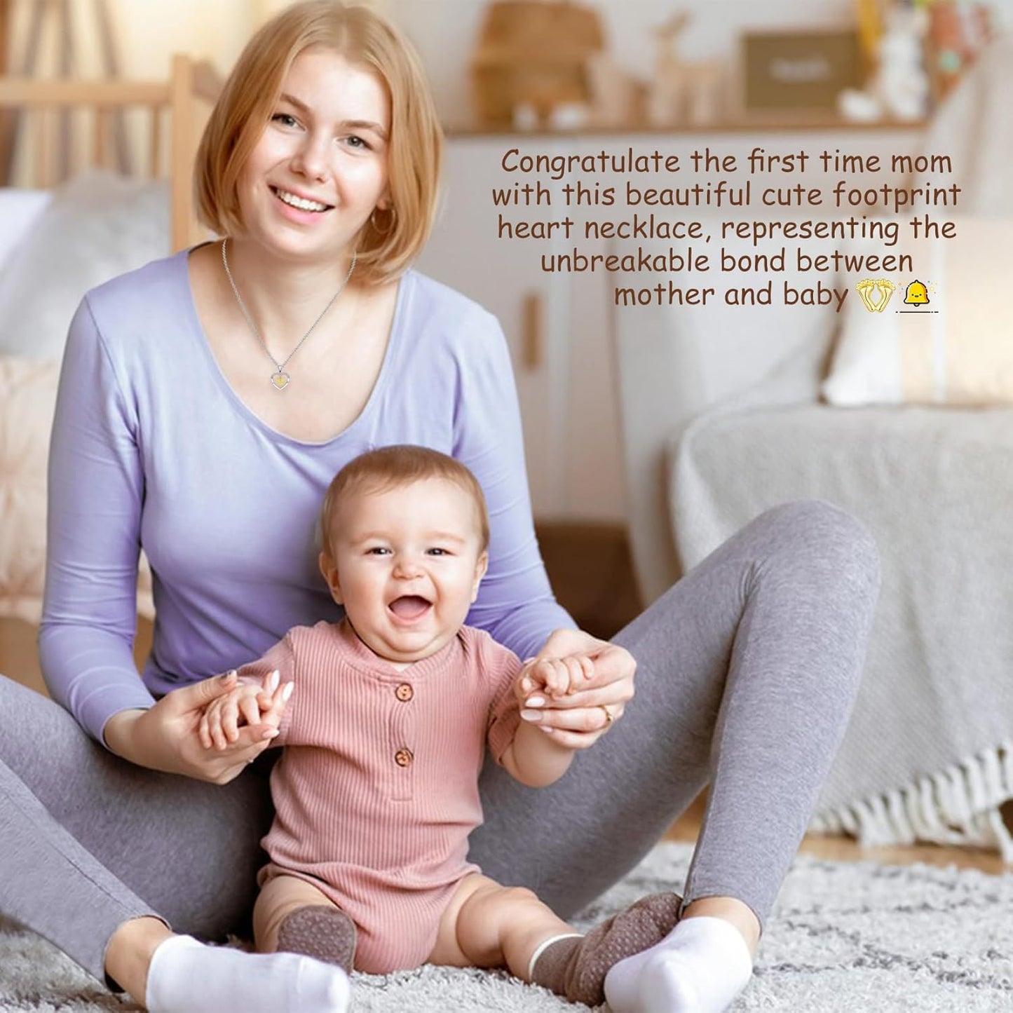 EPIRORA New Mom To Be Gift, Silver Baby Feet Heart Necklace Gifts for Pregnant Mommy 1st Time Moms, Mama Necklaces for Women Mommy to Be New Mother, Mothers Day Birthday Christmas Presents for Her