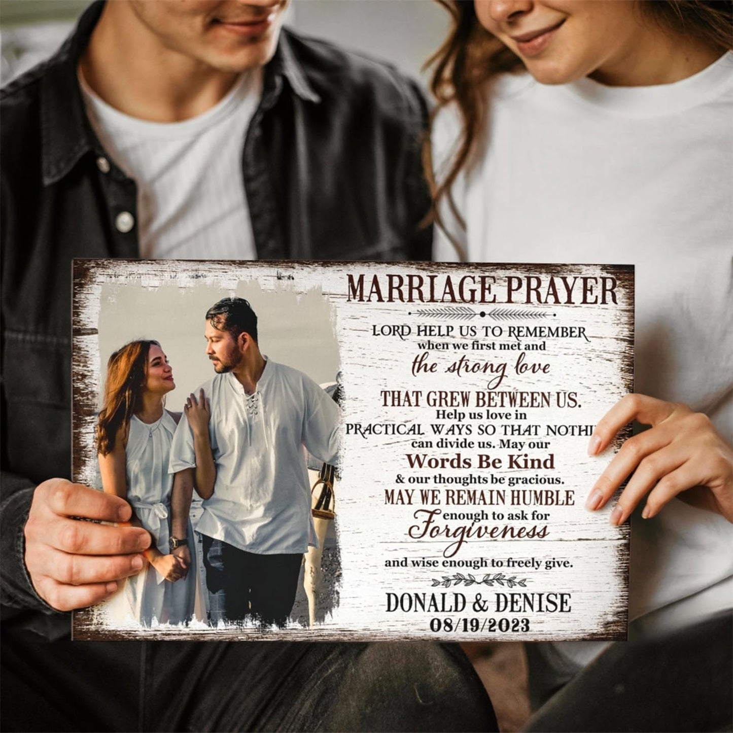 Dem Canvas Personalized Prints, Custom Photo and Name, Wedding Gifts for Couple, Anniversary Valentine Gift, Marriage Prayer Canvas, Engagement Gift (12x08)