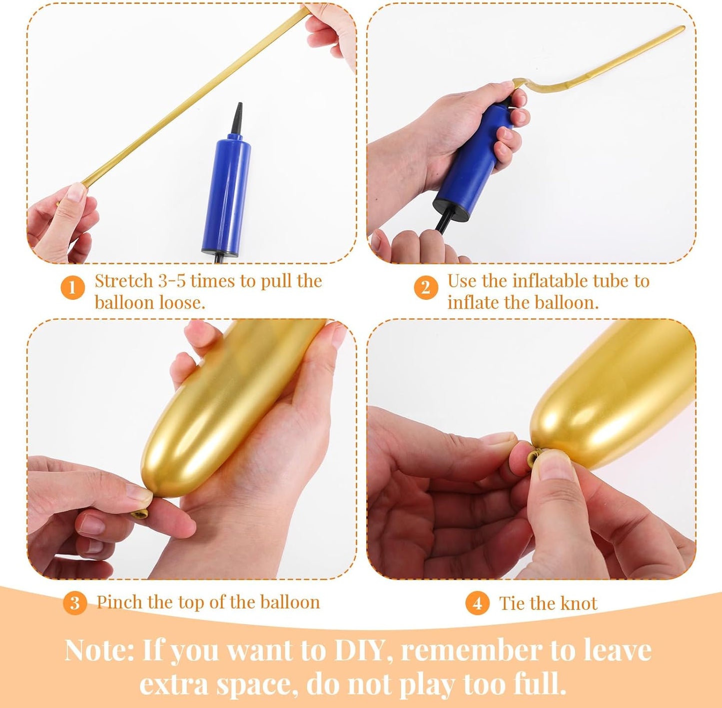 Sratte 200 Pcs Graduation 260 Long Balloons Mixed Colors Thickening Latex Long Twisting Animals Balloons for Arch Garland Birthday Wedding Party Decoration(White Gold)