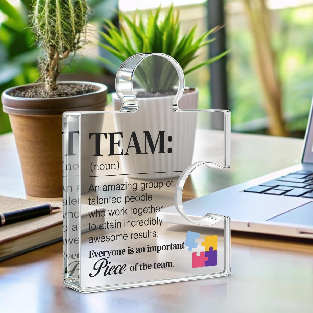 Team Gift Thank You Appreciation Gifts for Coworkers Colleagues Employees Team Definition Acrylic Puzzle Piece Plaque Office Decor