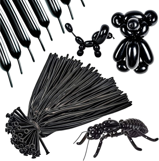 260 Long Balloons 100 Pack Black Twisting Animal Balloons Thickening Latex Modeling Long Magic Balloons for Animal Model Halloween Weddings Birthdays Festival Party Decorations (black)