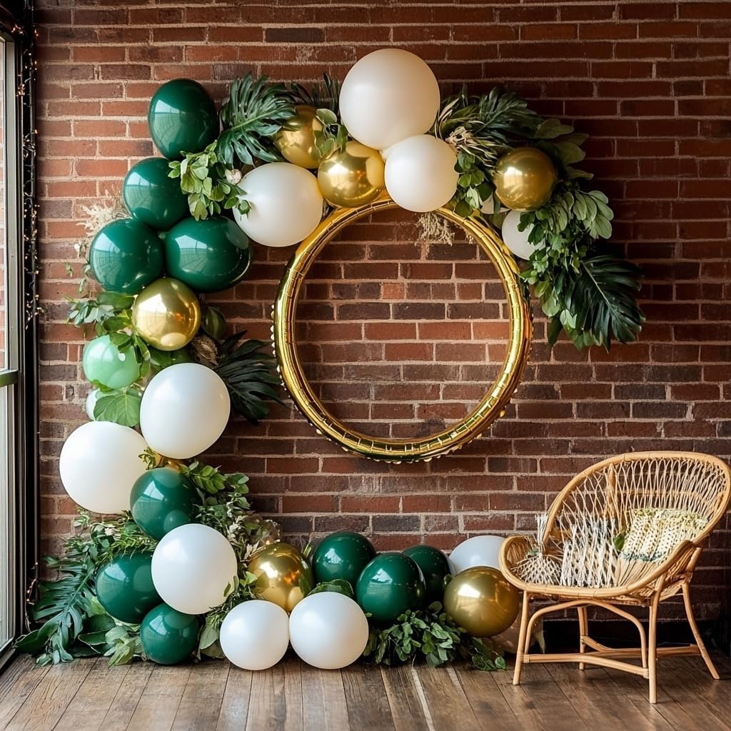 Dark Green Balloons 125 PCS Different Sizes 18 12 10 5 Inch Emerald Hunter Forest Green Balloon Arch Kit for Birthday Baby Shower Christmas Graduation Dinosaur Jungle Theme Party Decorations