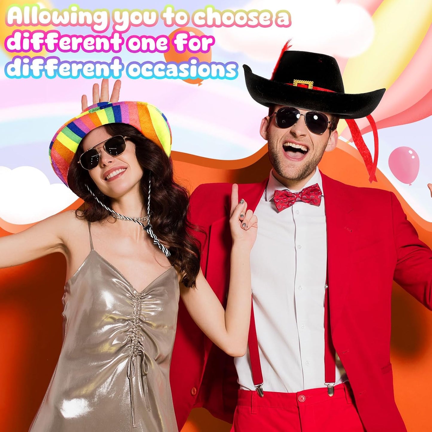 Hercicy 8 Assorted Funny Hats Bulk for Dress up Costume Photo Booth Props, Crazy Party Hats for Adult Carnival, Circus, Wedding, Birthday Accessory