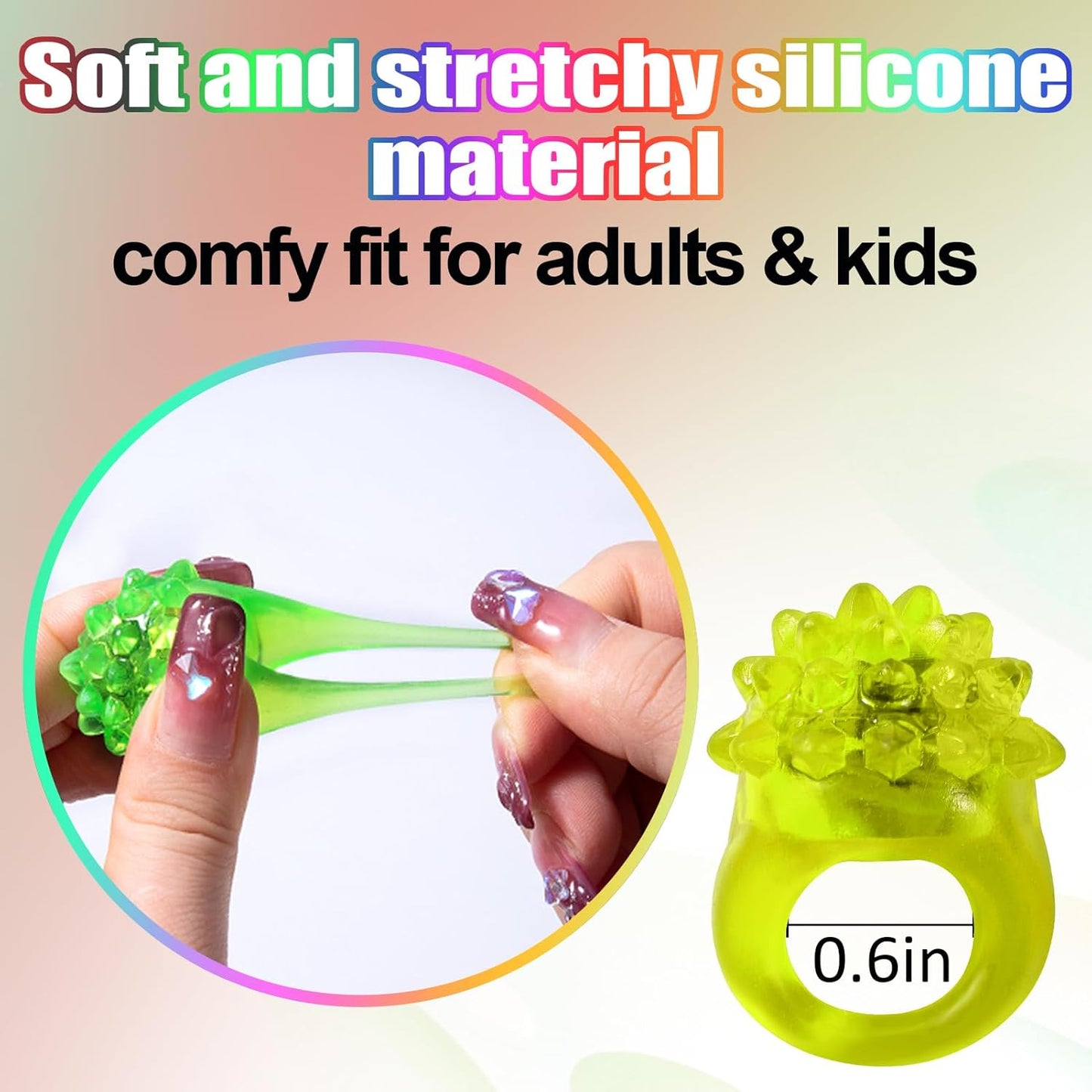 48/108 Pcs LED Light Up Ring - Glow in the Dark Party Favors, Soft Jelly Toy Rings Finger Lights in Treasure Box, Bulk Prize Gift for Kids & Adults (6 Colors)