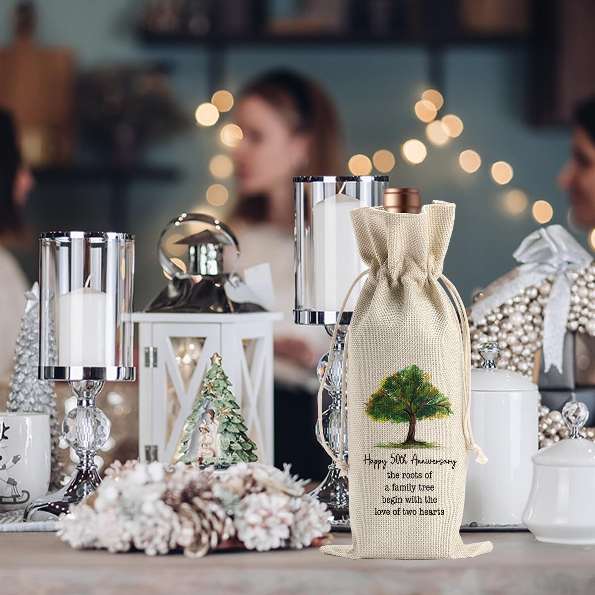 Gifts for 50th Anniversary for Couple Parents Husband Wife Vow Renewal Golden Wedding Anniversary Wine Gift Bag