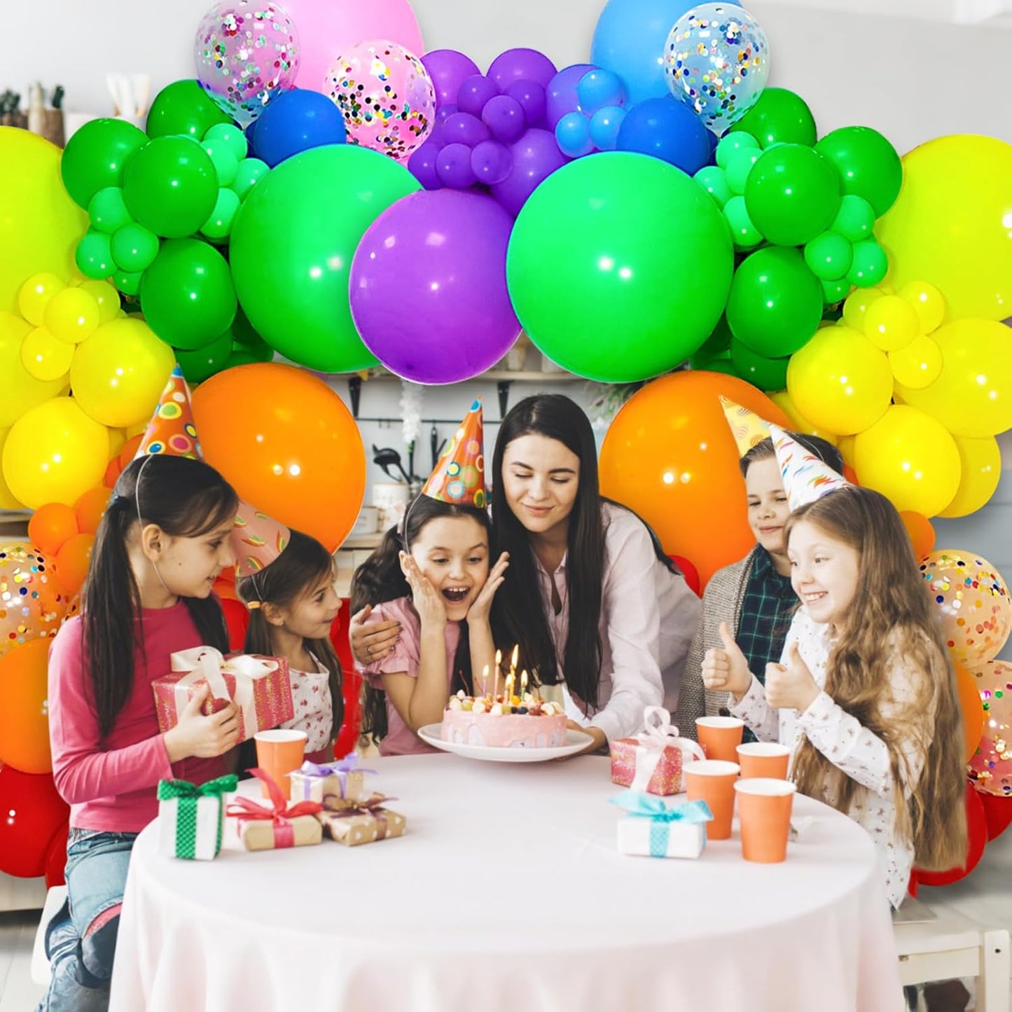 162 Pcs Colorful Rainbow Balloons Arch Kit, Diffrent Size Rainbow Balloon Garland, Globos De Colores for Party Decoration Birthday Party Supplies.