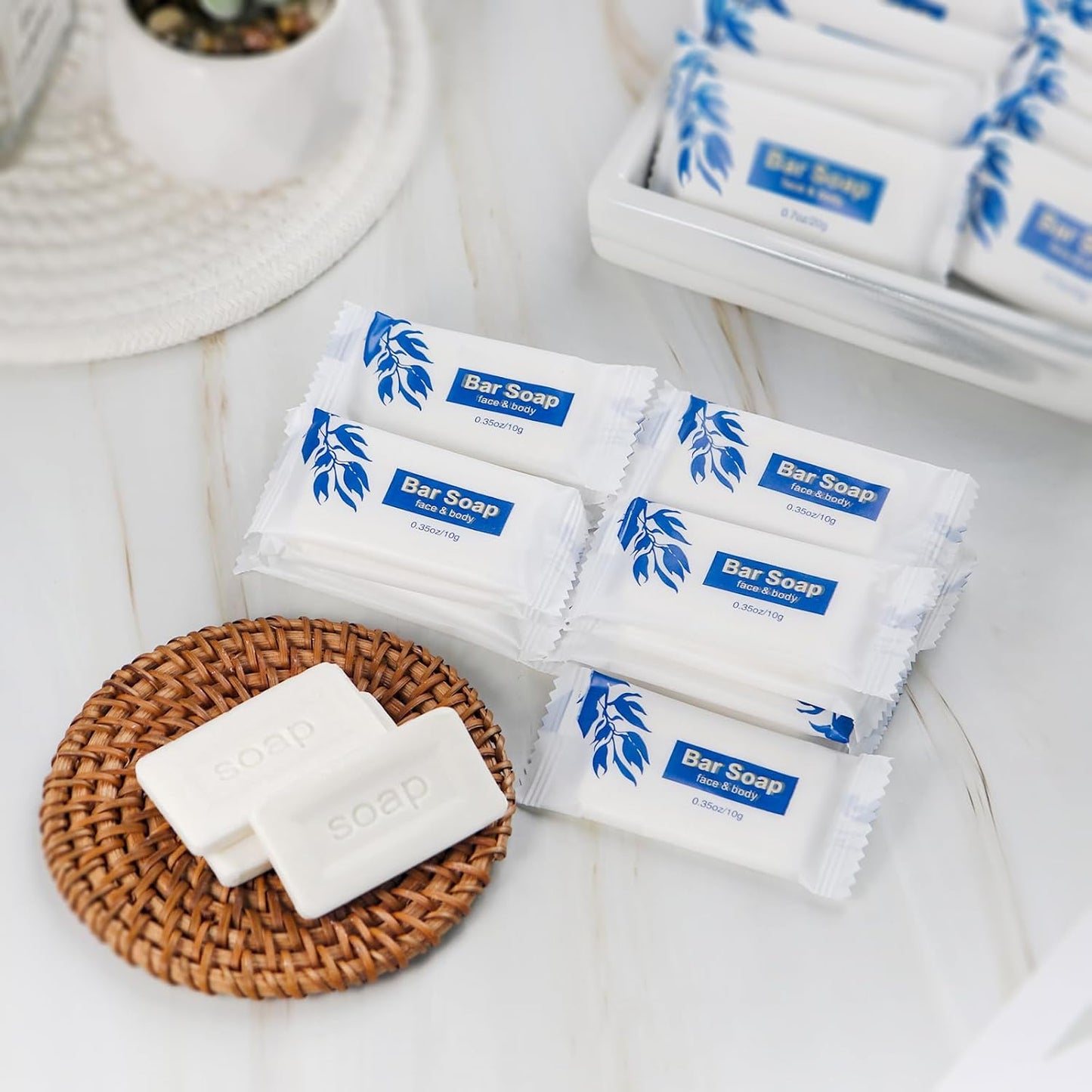 Mini Soap Bars Bulk Individually Wrapped Bulk Bar Soap 0.35 oz Travel Soap Small Hotel Soaps Toiletries for Hotel Bathroom Camp RV (100)