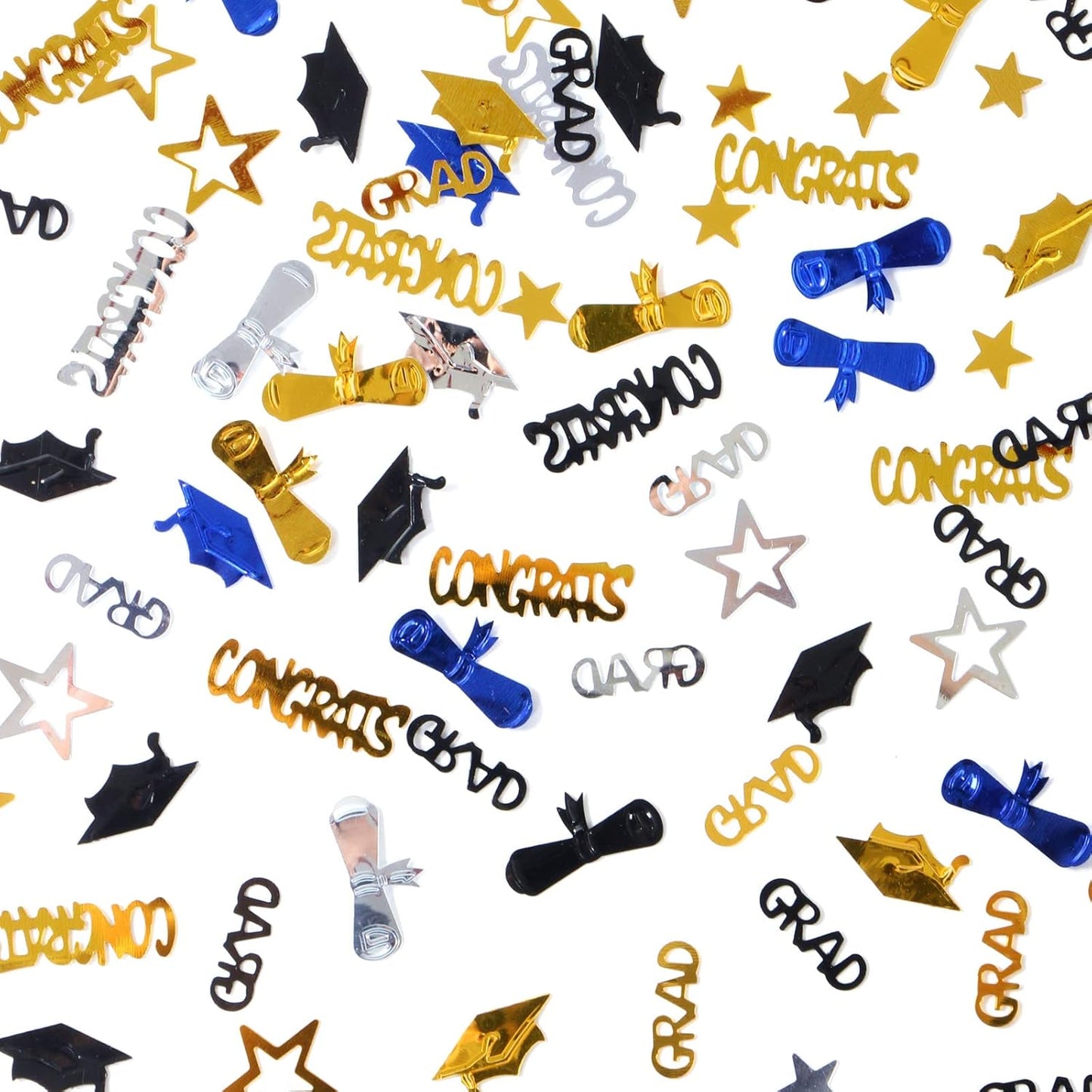 Graduation Party-Decorations Navy-Blue Gold-Silver Confetti - Congrats,Grad,Star,Graduation Cap,Diploma Table Decor Confetti Graduation 2025 Lasting Surprise