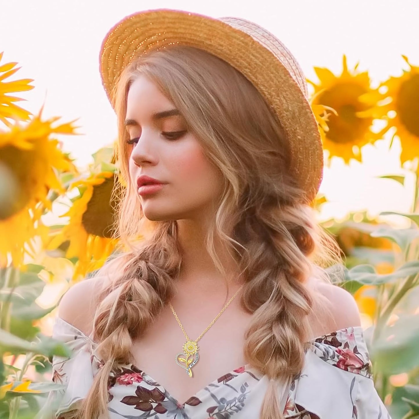 Women Jewelry Birthday Gifts for Wife Anniversary for Gift Woman Sunflower Necklace 18k Gold Plated Jewelry Anniversary for Her Gifts Birthday Ideas You Are My Sunshine Necklaces Pendant for Mom