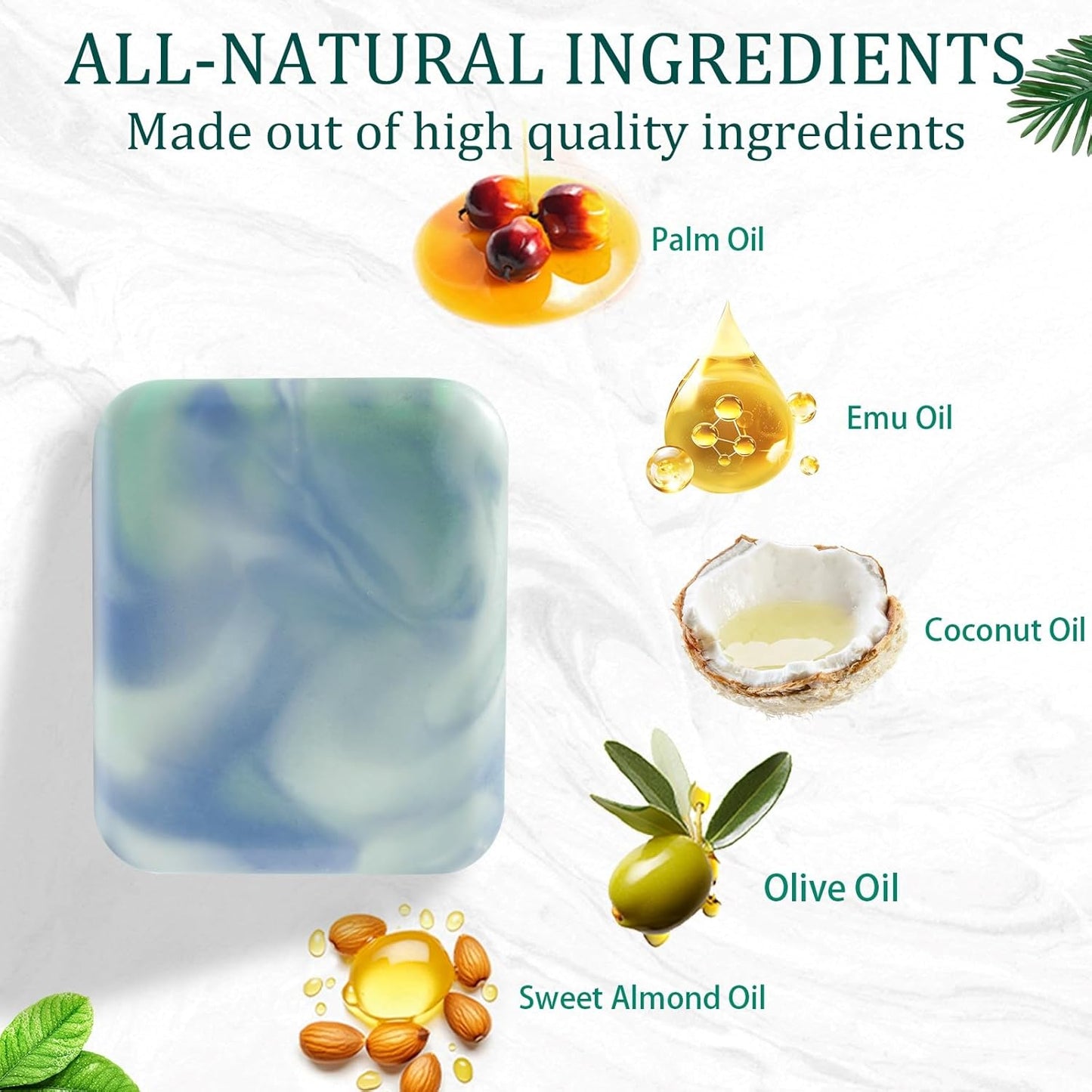 Emu Oil Soap Bars 3 Pack, Handmade Cold Processed Exfoliating Body Wash Bar, Moisturizing for Dry Sensitive Skin, Soothes with Omega-Rich Oils
