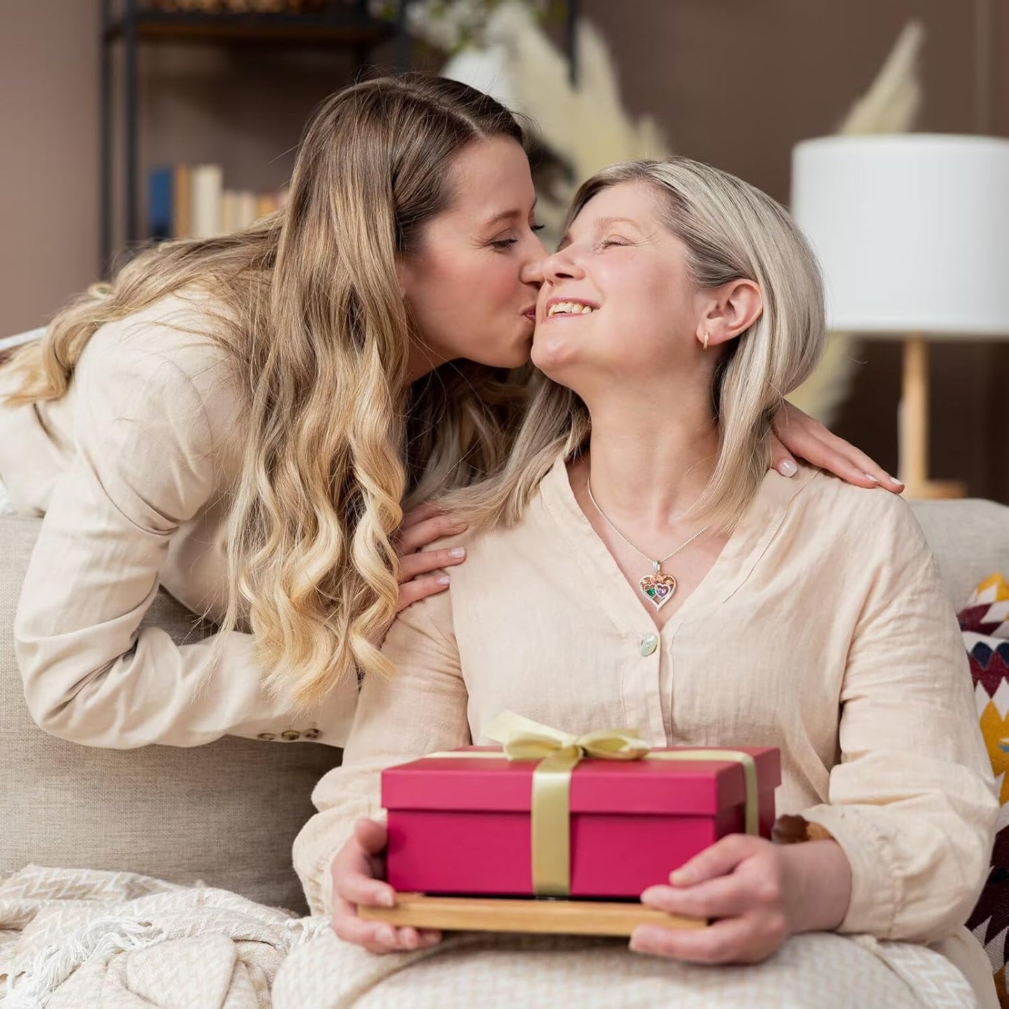 Iefil Double Birthstone Necklace Gifts for Wife Girlfriend Her Women, Birthstone Jewelry Gemstone Valentines Birthday Gifts for Her Women Wife Mom Grandma