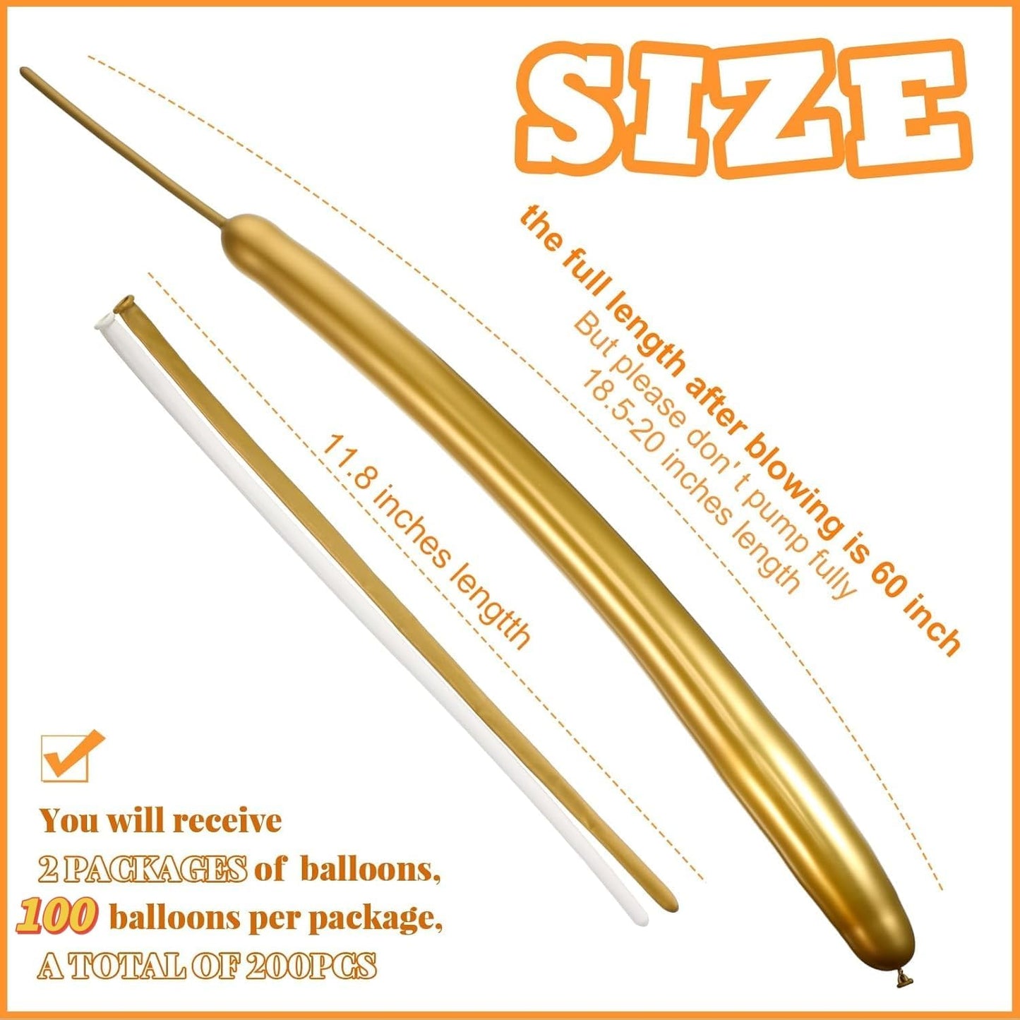 Sratte 200 Pcs Graduation 260 Long Balloons Mixed Colors Thickening Latex Long Twisting Animals Balloons for Arch Garland Birthday Wedding Party Decoration(White Gold)