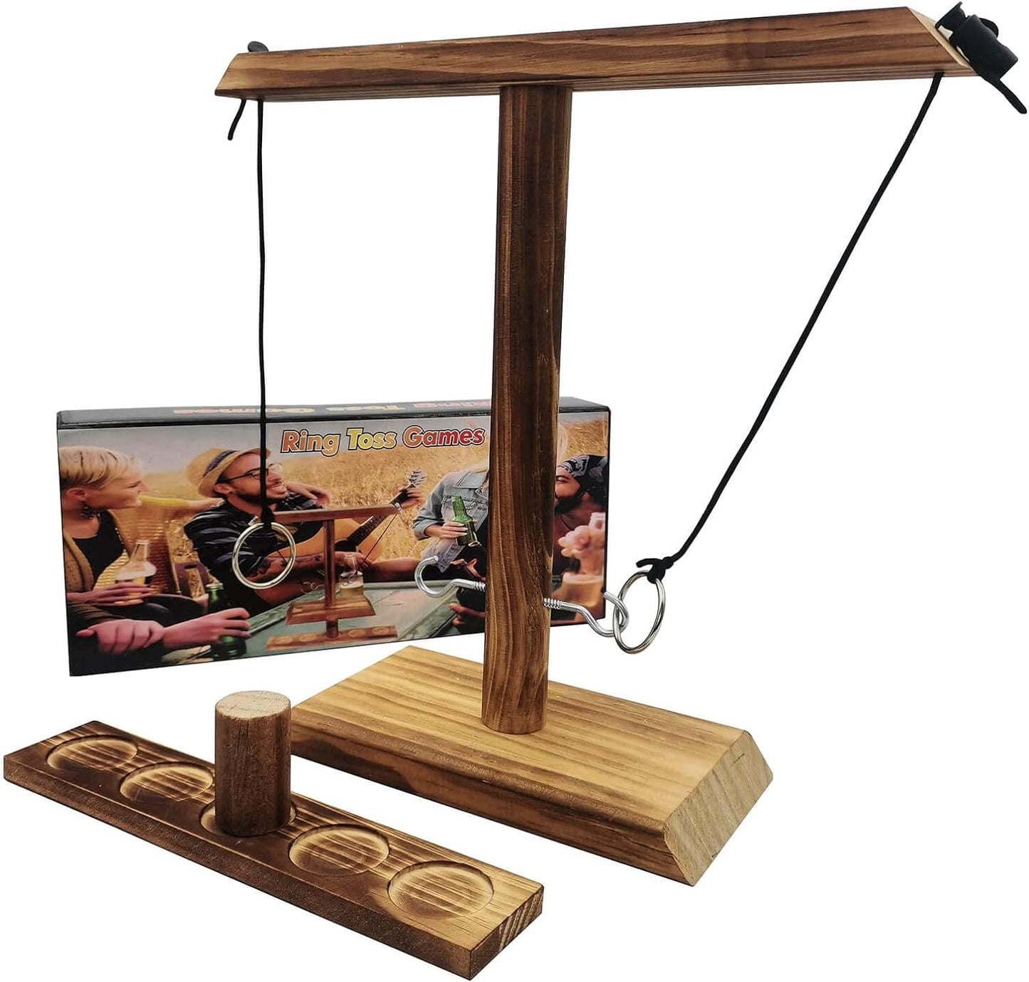 Ring Toss Game for Kids and Adults, Large Base Hook and Ring Game, Family-Friendly Indoor Holiday Fun or Outdoor Patio Games, White Elephant Gifts