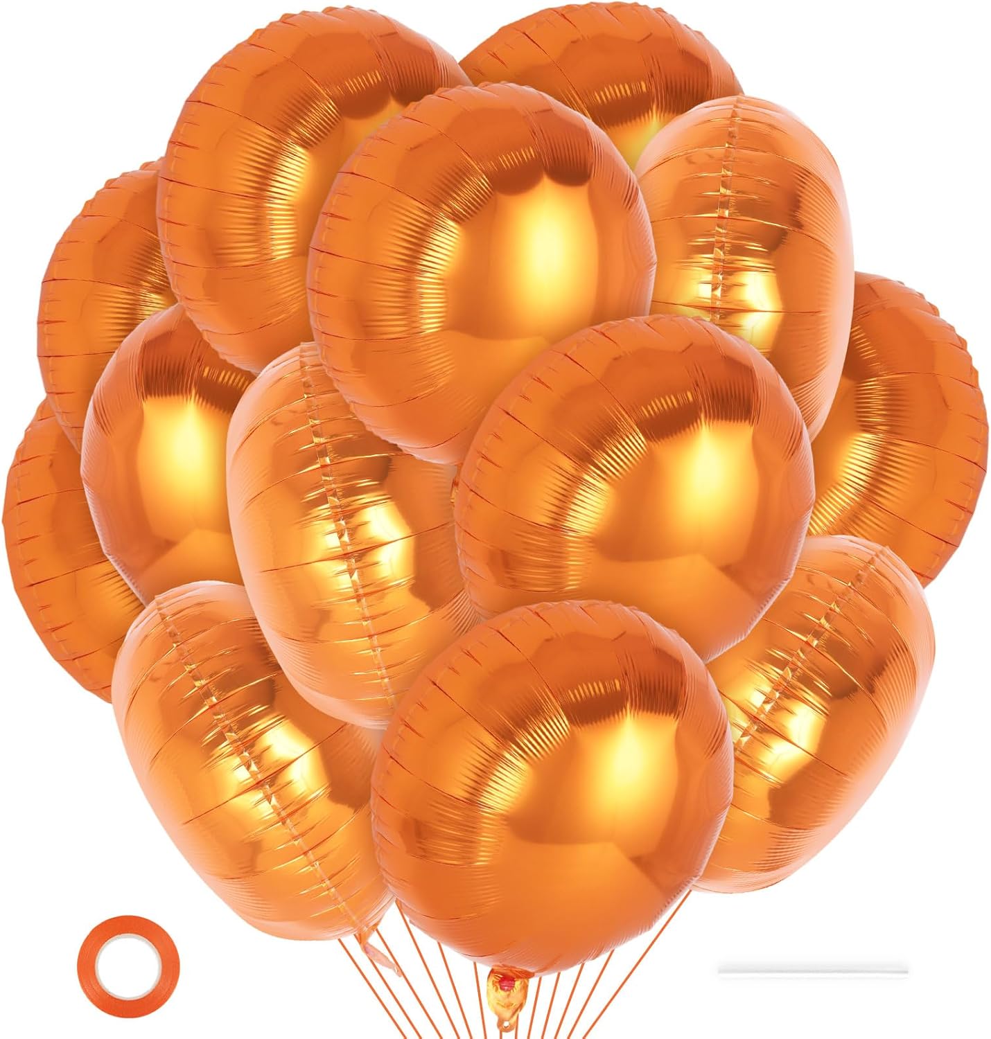 20 Pcs Round Shaped Balloons,18 Inch Round Foil Balloon,Giant Round Mylar Balloon Helium Balloons for Birthday Party Baby Shower Wedding Decorations (Orange)