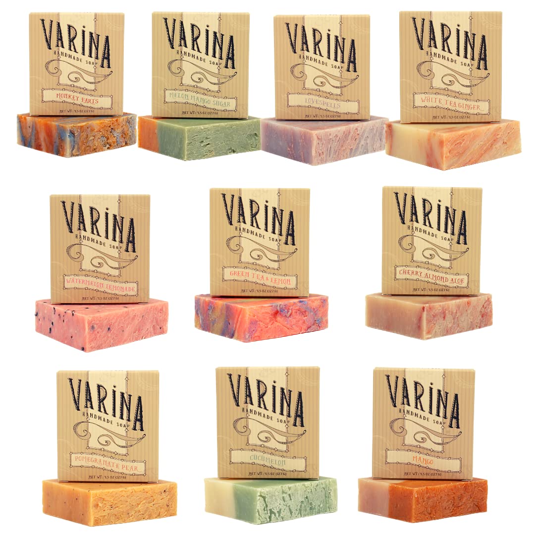 Natural Fruity Variety Bar Soap - Gentle Cleansing for Sensitive Skin, Fruity - 10 Pack