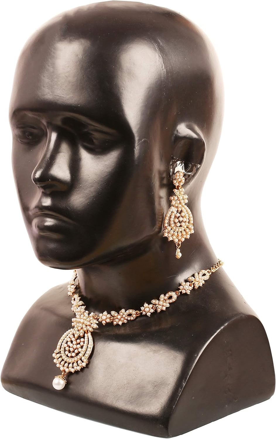 Touchstone Indian jewelry sets for women maang tikka wedding guest gold necklace bollywood jewellery set pageant elegant prom bride accessories western crystal chunky rhinestone necklaces