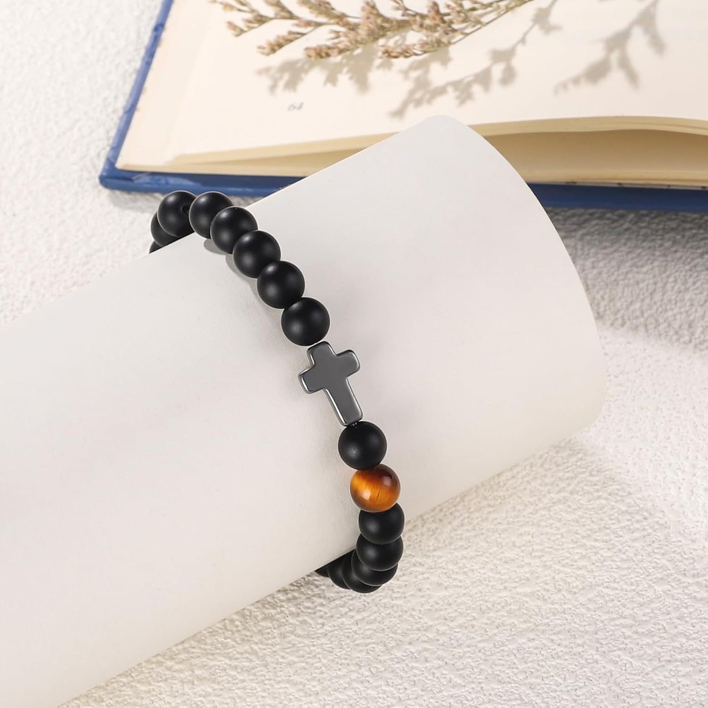 Mens Bracelet with Love Card Inspirational Jewelry Gifts for Man Christian Religious Baptism Valentines Day Graduation Retirement Christmas Beaded Bracelets Gifts