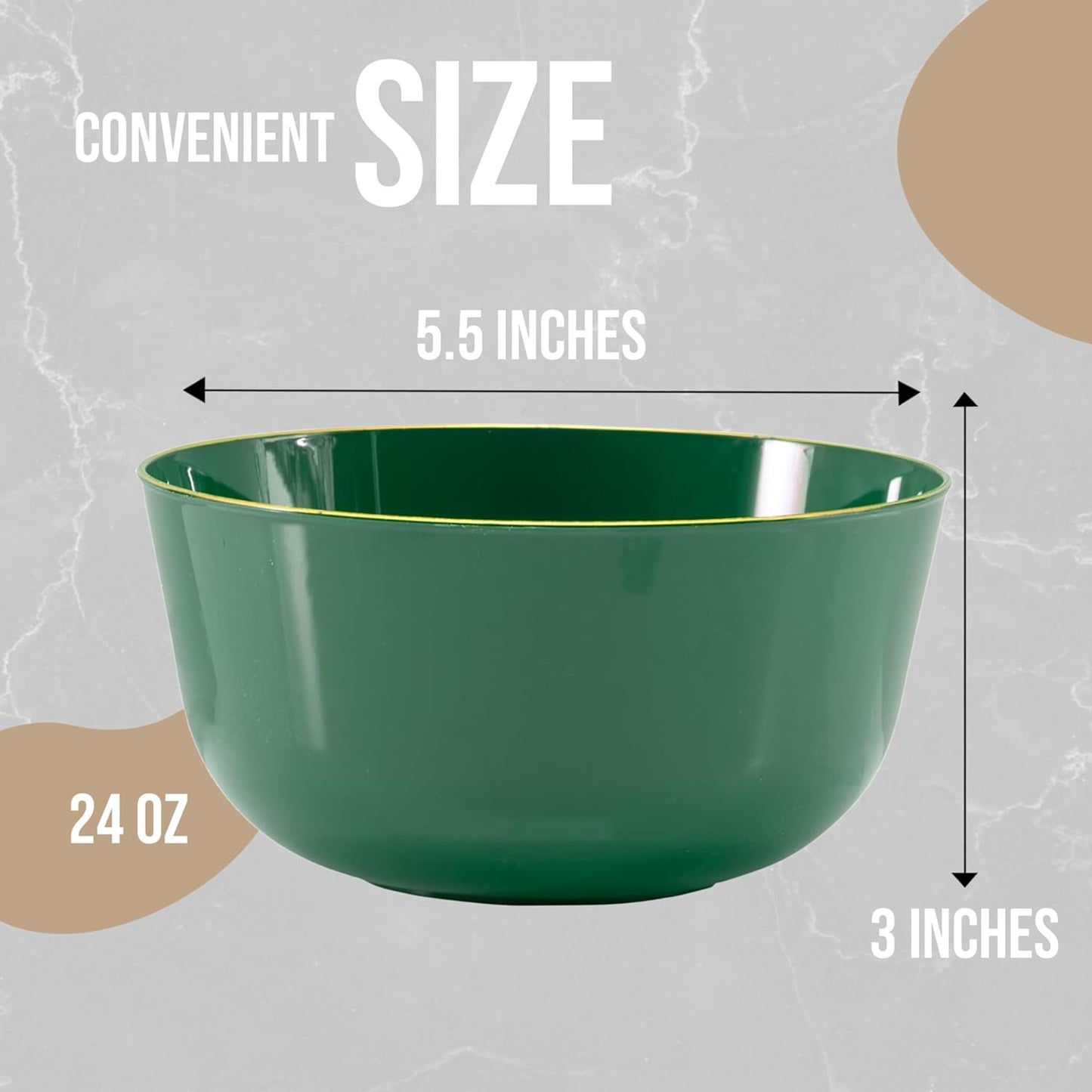 Trendables Plastic Bowls Disposable Bowls 24 Oz Bowl Set Of 10 Green Gold Rimmed Fancy Plastic Serving Bowls Perfect Plastic Ice Cream Bowls Plastic Salad Bowls Plastic Candy Bowl
