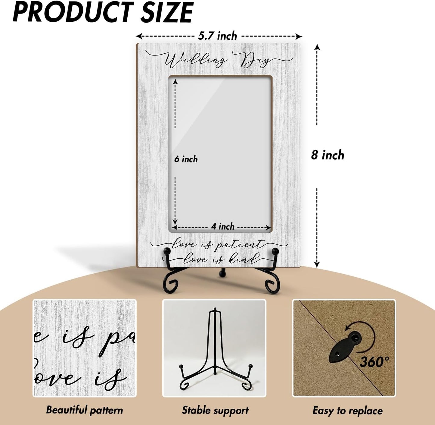 Wedding Picture Frame, Engagement Gifts Wedding Gifts For Newlyweds Bride Groom, 4x6 Wooden Picture Frame Tabletop Display Home Decor -25