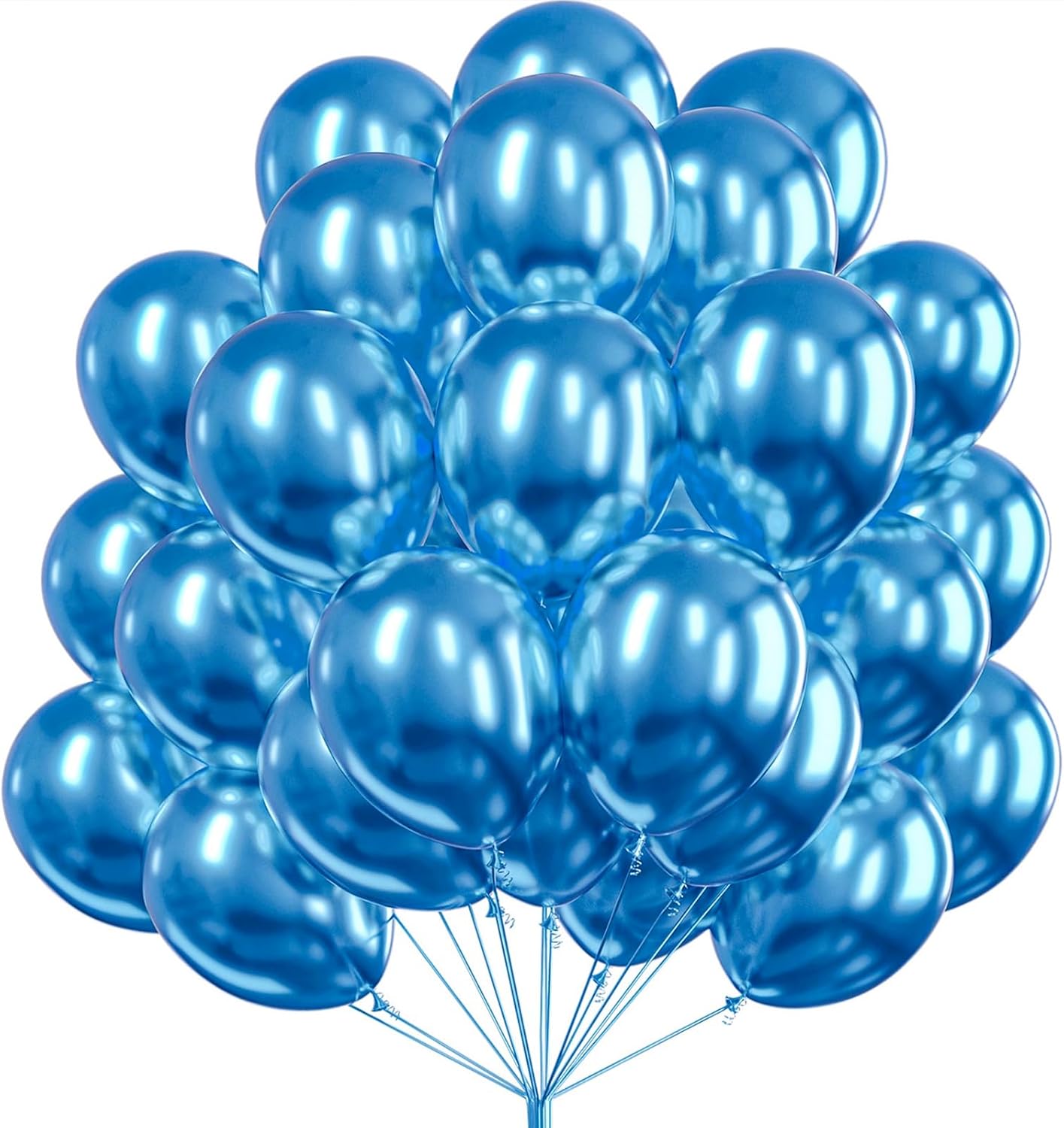 PartyWoo Metallic Blue Balloons 50 pcs 12 Inch Chrome Blue Latex Helium Balloons for Graduation Wedding Baby Shower Engagement Wedding Gender Reveal Birthday Party Decorations Blue-G106