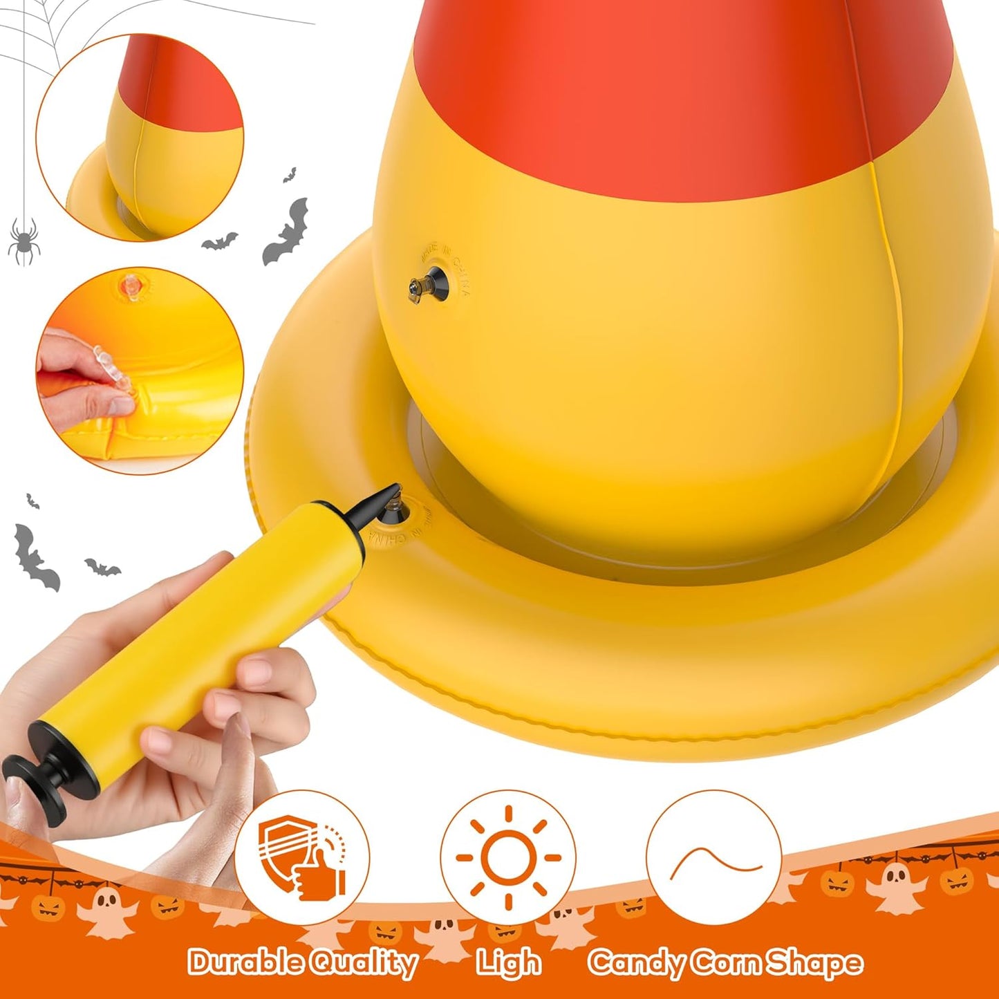 Halloween Ring Toss Game, Halloween Party Games Inflatable Candy Corn Ring Toss Toys with Air Pump for Kids Adults Party Favors Indoors Outdoors Family Party Game Supplies