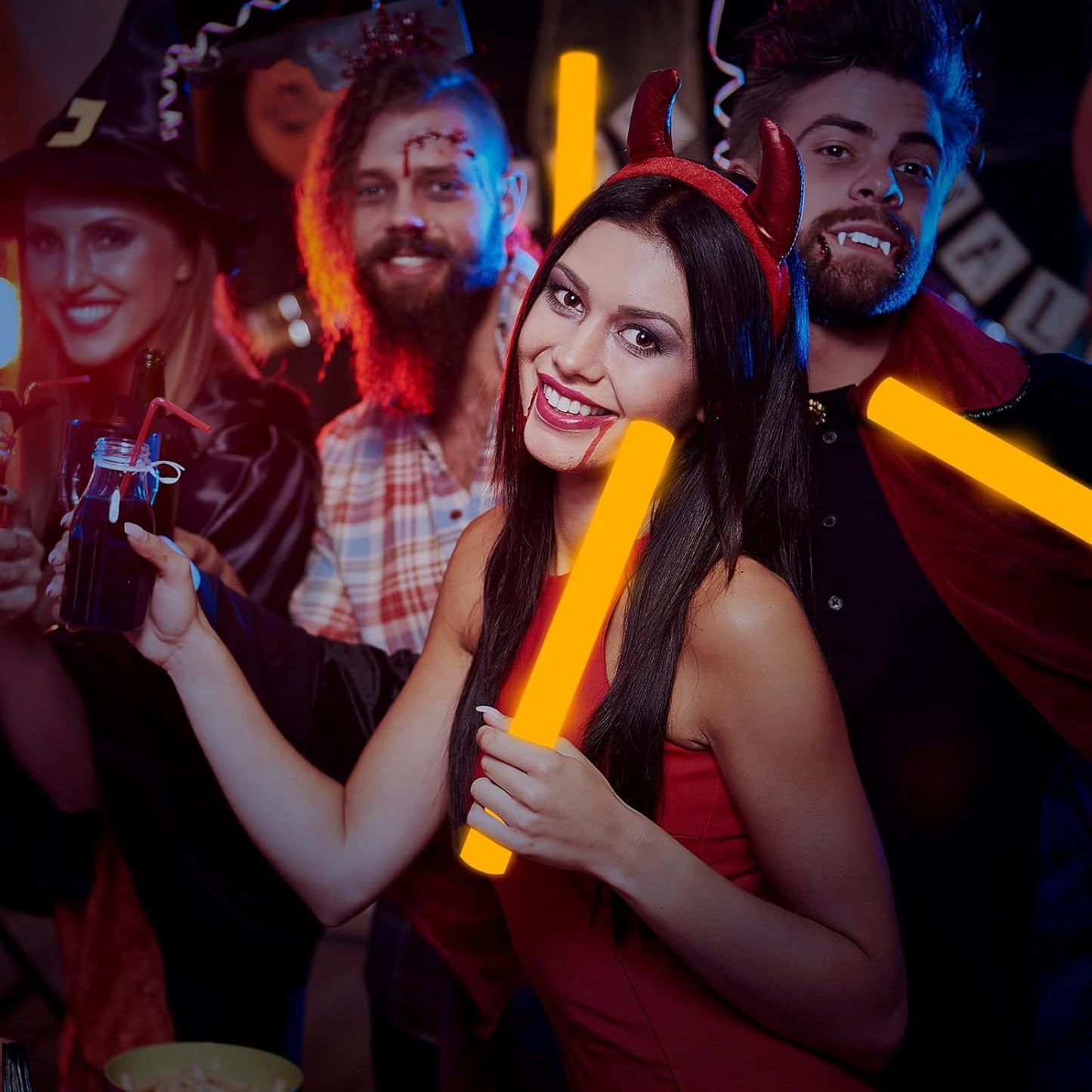 Glow Foam Wand, 36 Pcs Orange Giant LED Light Up Sticks Flashing Glowing Baton Wands Party Supplies for Wedding, Raves,Concert,Birthday,Christmas, Halloween,Sporting Events