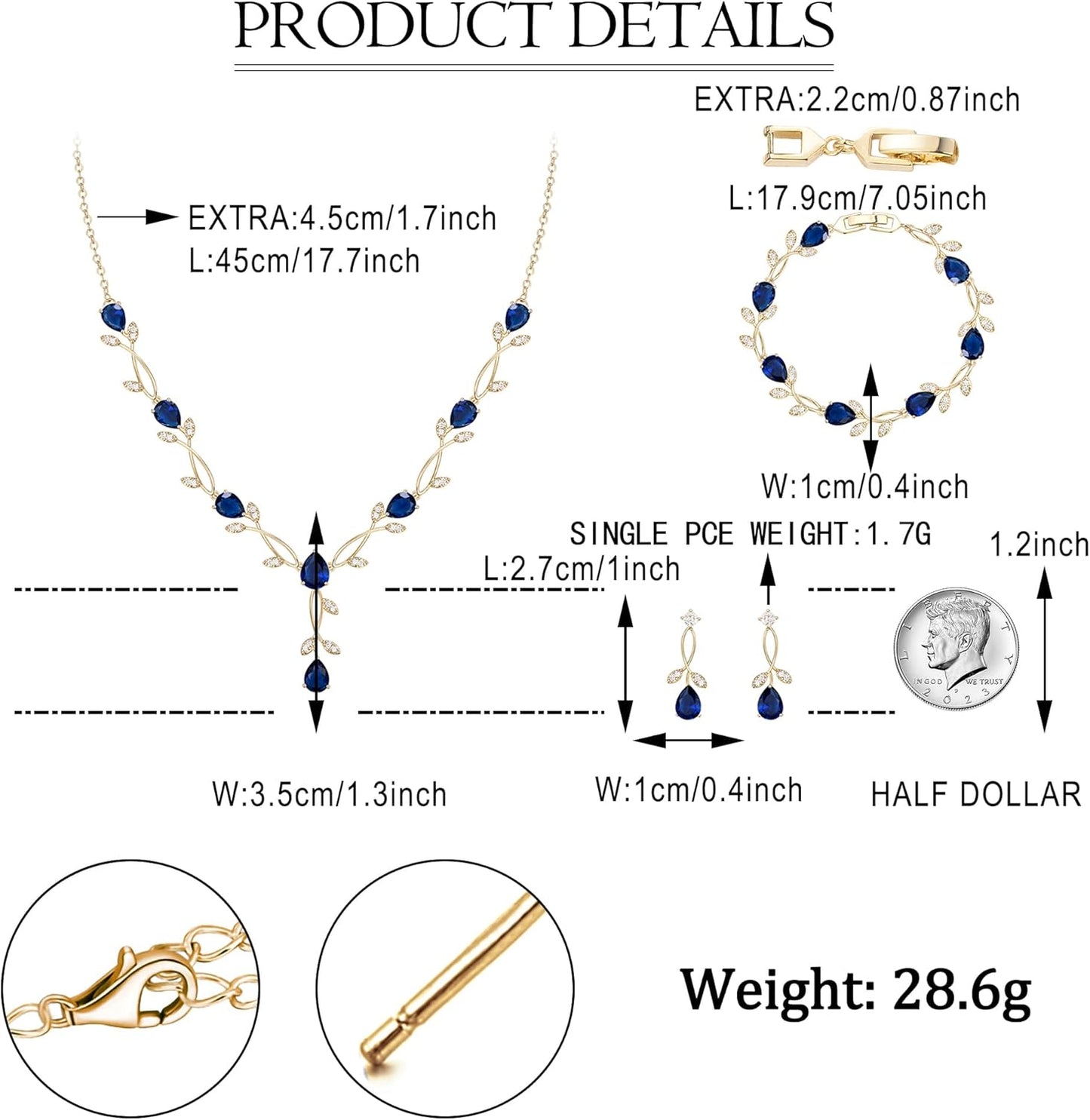 EVER FAITH Bridal Cubic Zirconia Jewelry Sets for Women, White Simulated Pearl Leaf Vine Pendant Wedding Party Necklace Earrings Set for Bridesmaid Bride