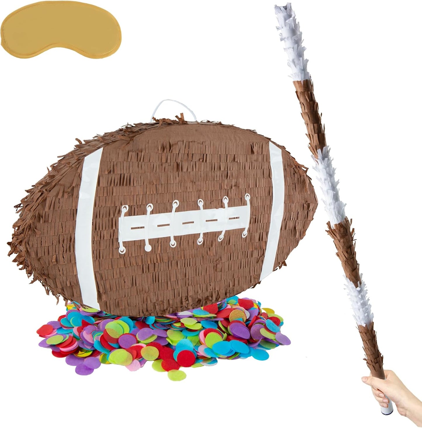 PCFING 20 Inch Football Piñata with 30 Inch Piñata Stick Blindfold Confetti for Boys Girls Adults Birthday Party Game Decorations, Anniversary Celebration, Fiesta