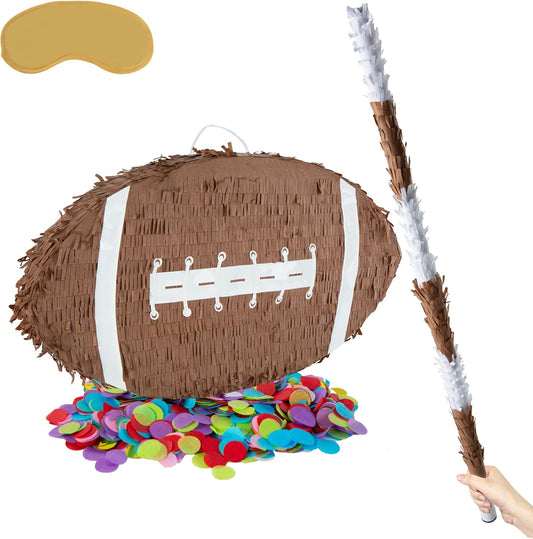 PCFING 20 Inch Football Piñata with 30 Inch Piñata Stick Blindfold Confetti for Boys Girls Adults Birthday Party Game Decorations, Anniversary Celebration, Fiesta