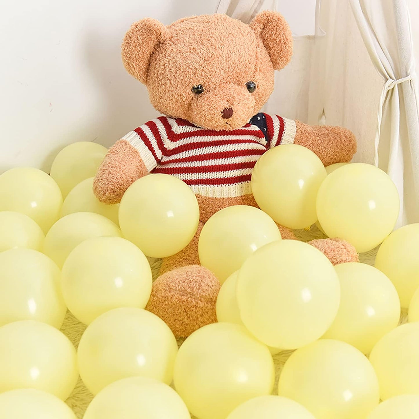 KALOR 12 Inch Pastel Yellow Balloons, 50 Pcs Latex Helium Macaron Balloons for Kid's Birthday Party, Baby Shower, Wedding, Graduate Party Decorations
