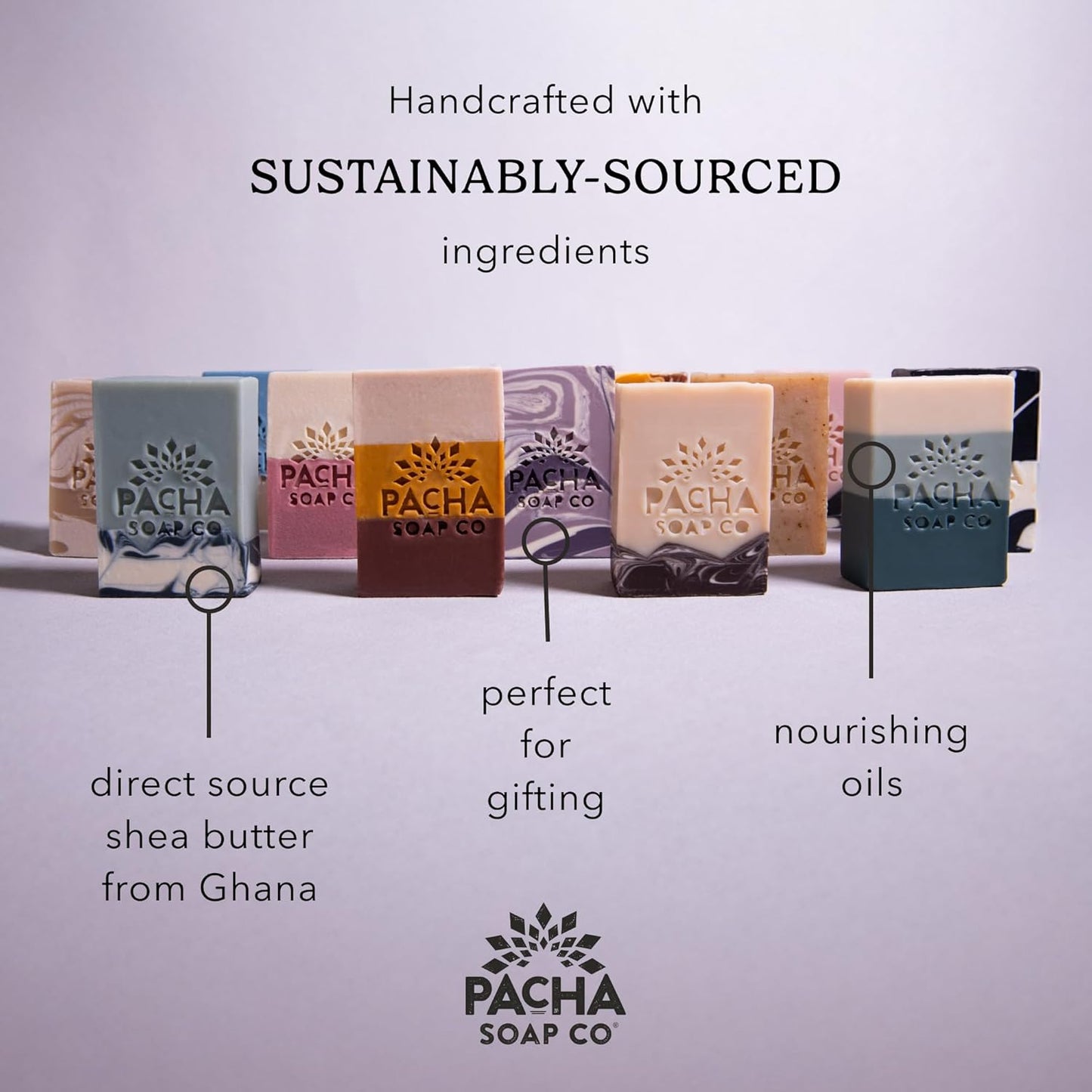 Pacha Soap Co. Bar Soap, Santal & Amber, 4 oz, 3-Pack (20 oz Total) - Premium, Hydrating, Moisturizing, Face Wash, Hand Cleanser, Body Wash, Handcrafted in the USA