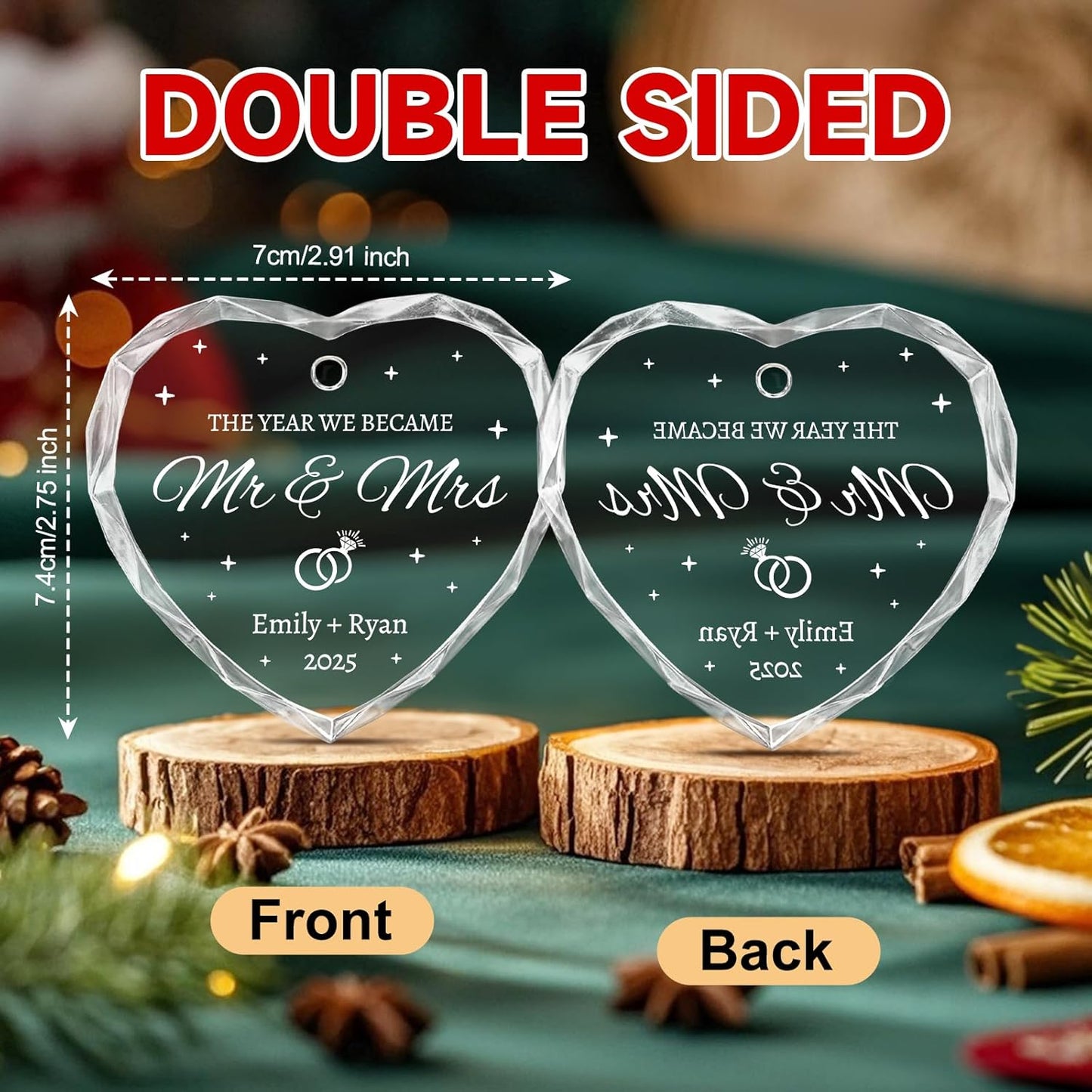 Wedding Gifts for Couples 2025 - Personalized Mr and Mrs Ornament - Bridal Shower Gifts, Wedding Gift for Bride, Newly Wed, Future Mr Mrs - Just Married Decorations Acrylic Ornaments