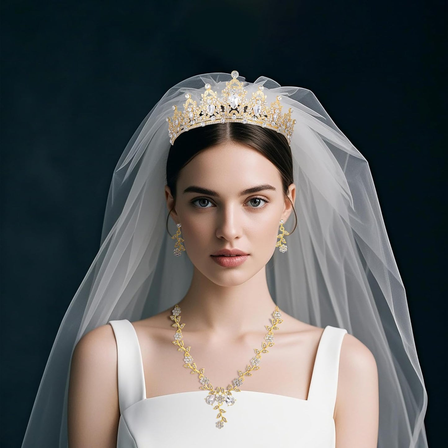 Kamirola Tiaras and Crowns for Women,Tiaras Earrings Necklace, Crystal Bridal Jewelry Set, Costume Party Halloween Prom Pageant Jewelry for Women(TR45)