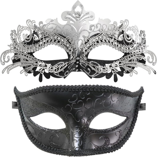 Coddsmz Couple Masquerade Mask Set - Venetian & Mardi Gras Mask for Women & Men