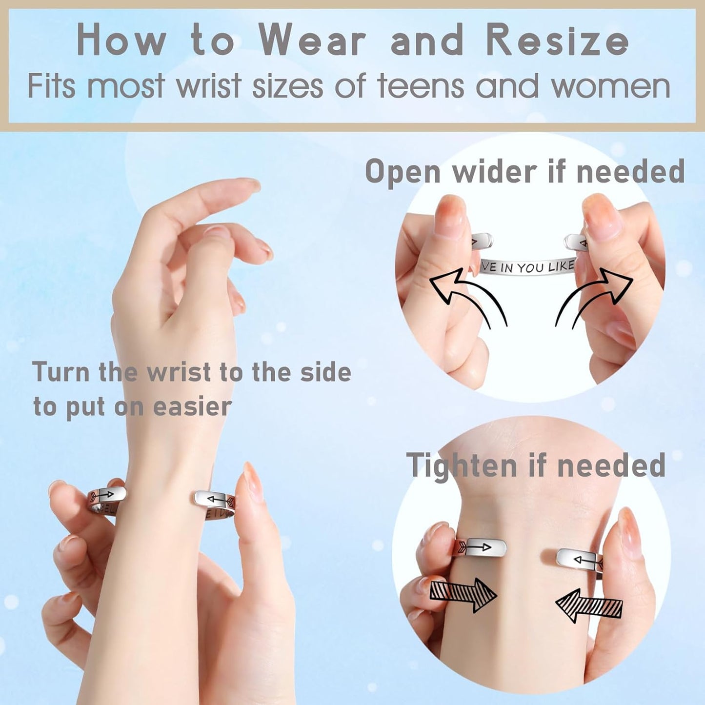 SAM & LORI Personal Bracelets for Teens/Women-Inspirational Jewelry Gifts (Various Designs) for Daughter/Sister/Mom/Friends-Adjustable Bracelet in a Pretty Gift Box