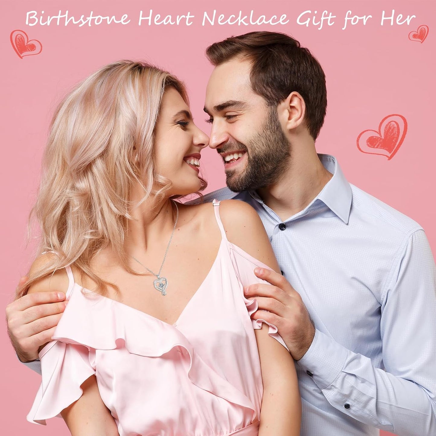 18K Rose Gold Infinity Love Heart Birthstone Necklace for Women Wife, Anniversary for Women Wife Birthday Gift for Her Girlfriend Mom Daughters, I Love You Women's Jewelry S925 Sterling Silver