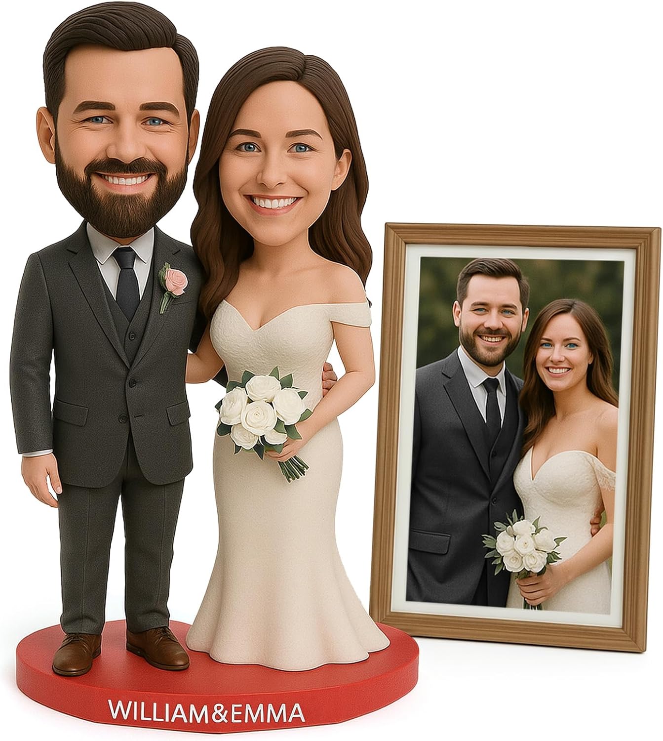 Custom Bobblehead Couple - 6/7/8'' Personalized Bobbleheads Customized Husband and Wife Dolls from Photo Funny Gifts for Wedding Anniversary, Christmas Holiday & Birthday Surprise