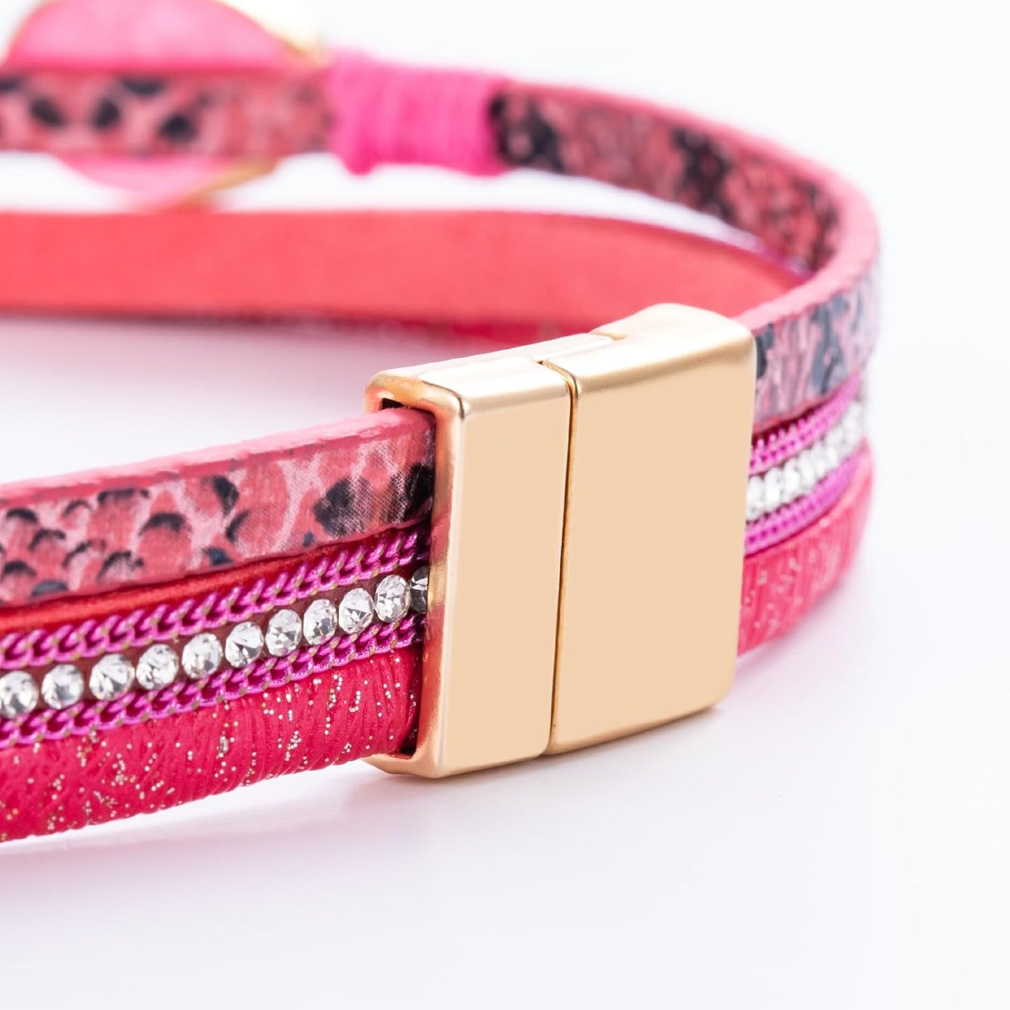 FANCY SHINY Leather Wrap Bracelet Boho Cuff Bangle Bracelets Crystal Bead Bracelet with Magnetic Clasp Jewelry Gifts for Women