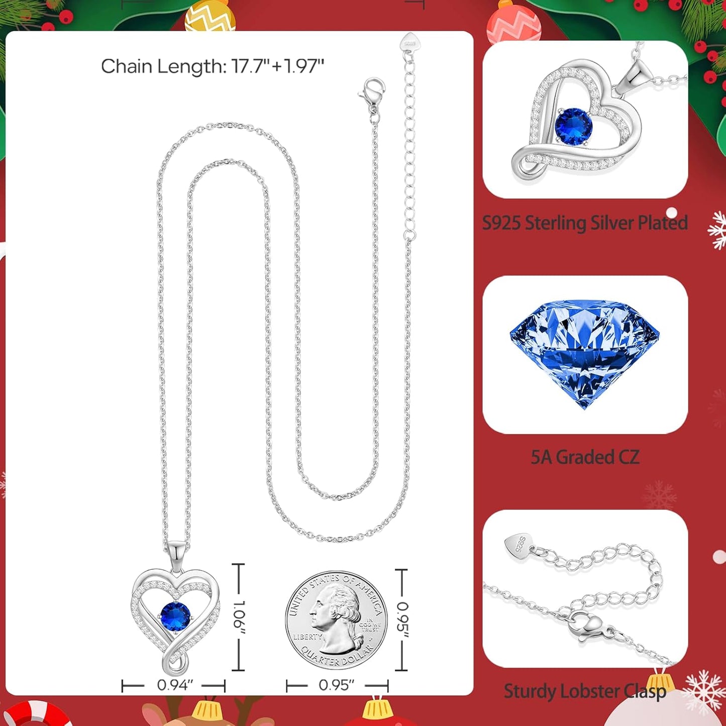 18K Rose Gold Infinity Love Heart Birthstone Necklace for Women Wife, Anniversary for Women Wife Birthday Gift for Her Girlfriend Mom Daughters, I Love You Women's Jewelry S925 Sterling Silver