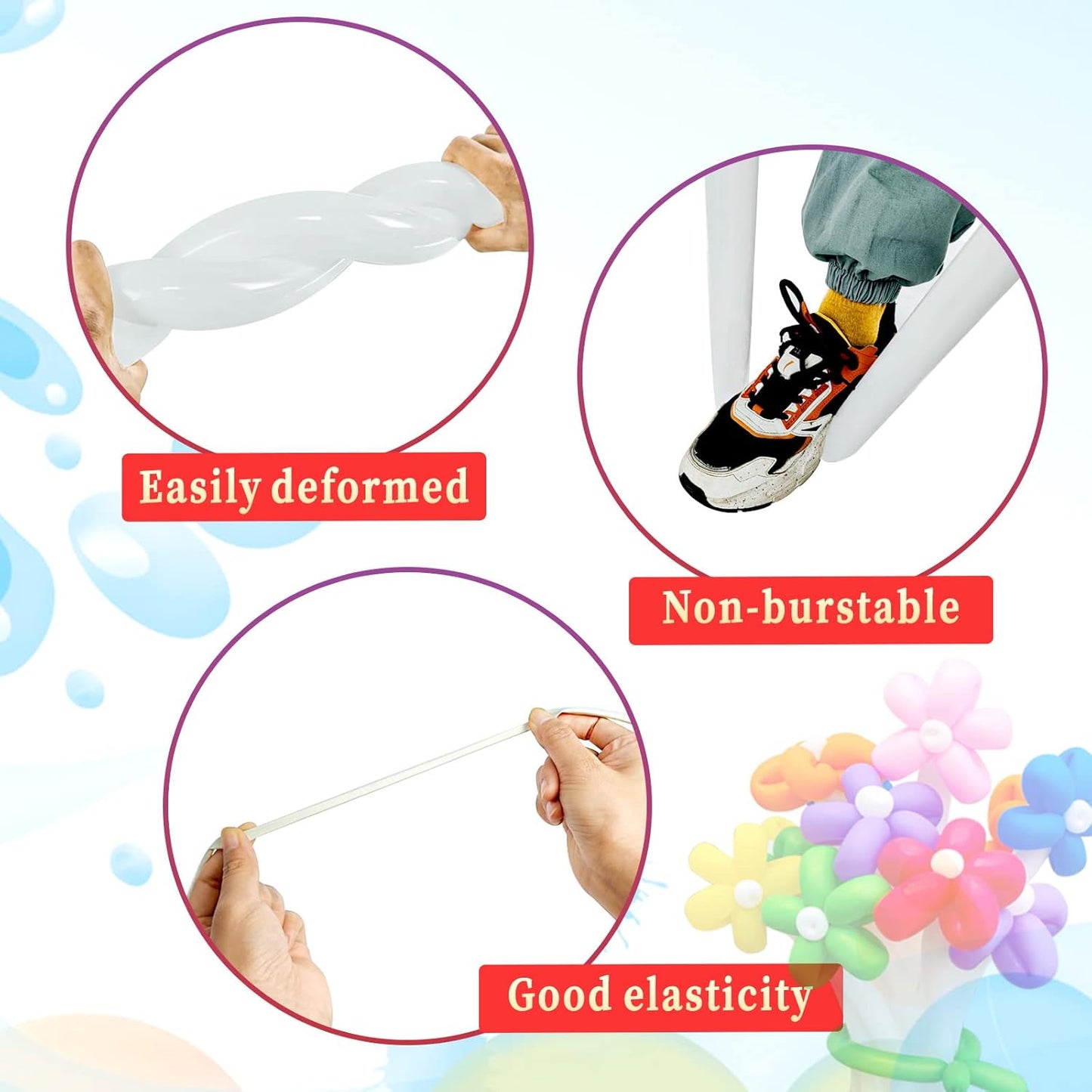 KAWKALSH 260 Balloons White Twisting Animal Balloon Thickening Latex Modeling Long Magic Balloon for Animal Model Skinny Clown Christmas Birthday Wedding Party Garland Decorations 100pcs