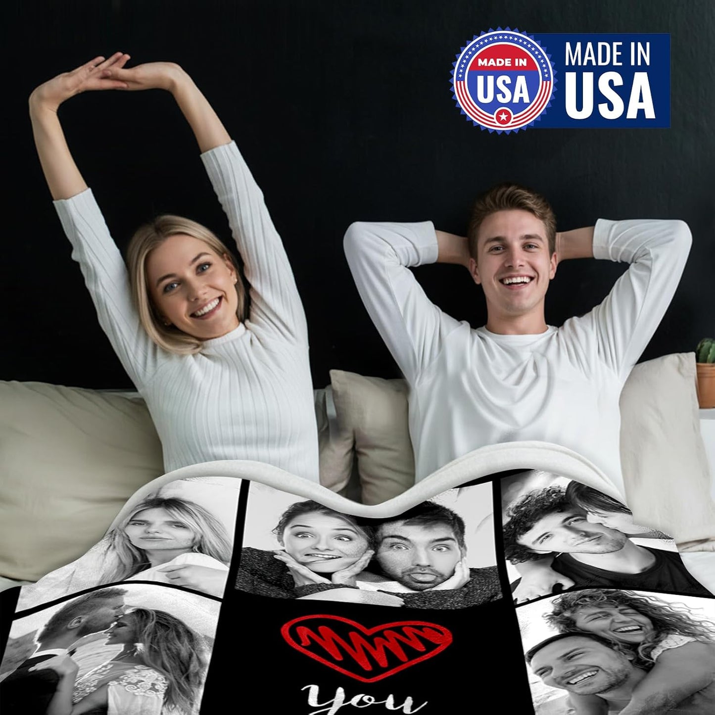Yofair Ships Next Day, Custom Blanket with Picture Anniversary Wedding Gifts for Women Men Personalized Photo Blankets I Love You Couple Gift for Boyfriend Girlfriend Wife Husband