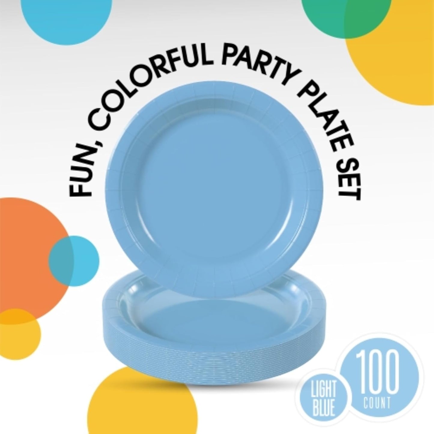 Exquisite Party Solids Light Blue Plastic Plates For Party 7" Light Blue Disposable Plates Heavy Duty 100 Pcs Plastic Dinnerware Sets Heavy Duty 350 GSM Disposable Dinnerware Set