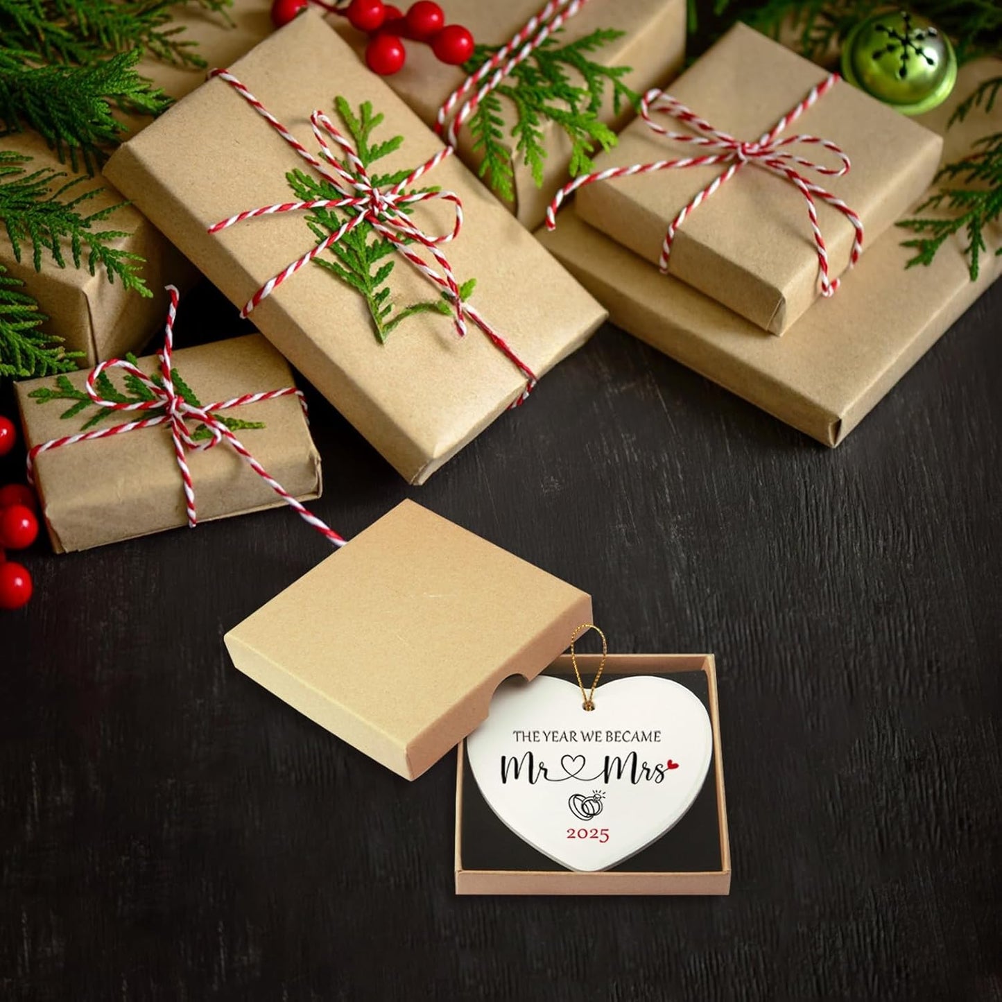 Wedding Gifts for Couple, The Year We Became Mr and Mrs Sign Christmas Ornaments 2025, Engagement Gift Ideal Cool Wedding Gifts for Couples Newlyweds Bridal