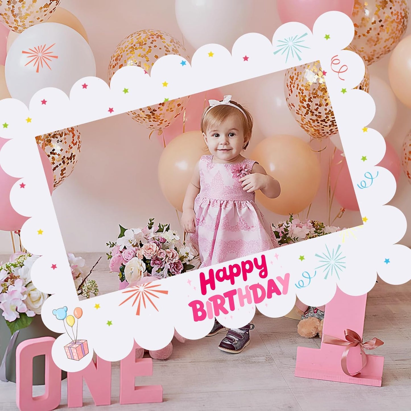 32 x 24 Inch Photo Booth Selfie Frame Prop Booth for Birthday Event Parties Large Blank DIY Cutout Props for Funny Decoration Christmas, Holiday Supplies
