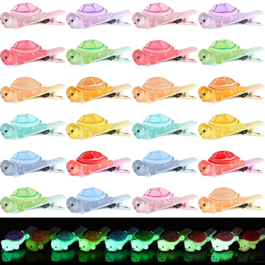 30 Pcs Mini Glow Hair Clips Girls Rave Hair Clips for Women Christmas Music Festival Holiday Party Supplies (Turtle)