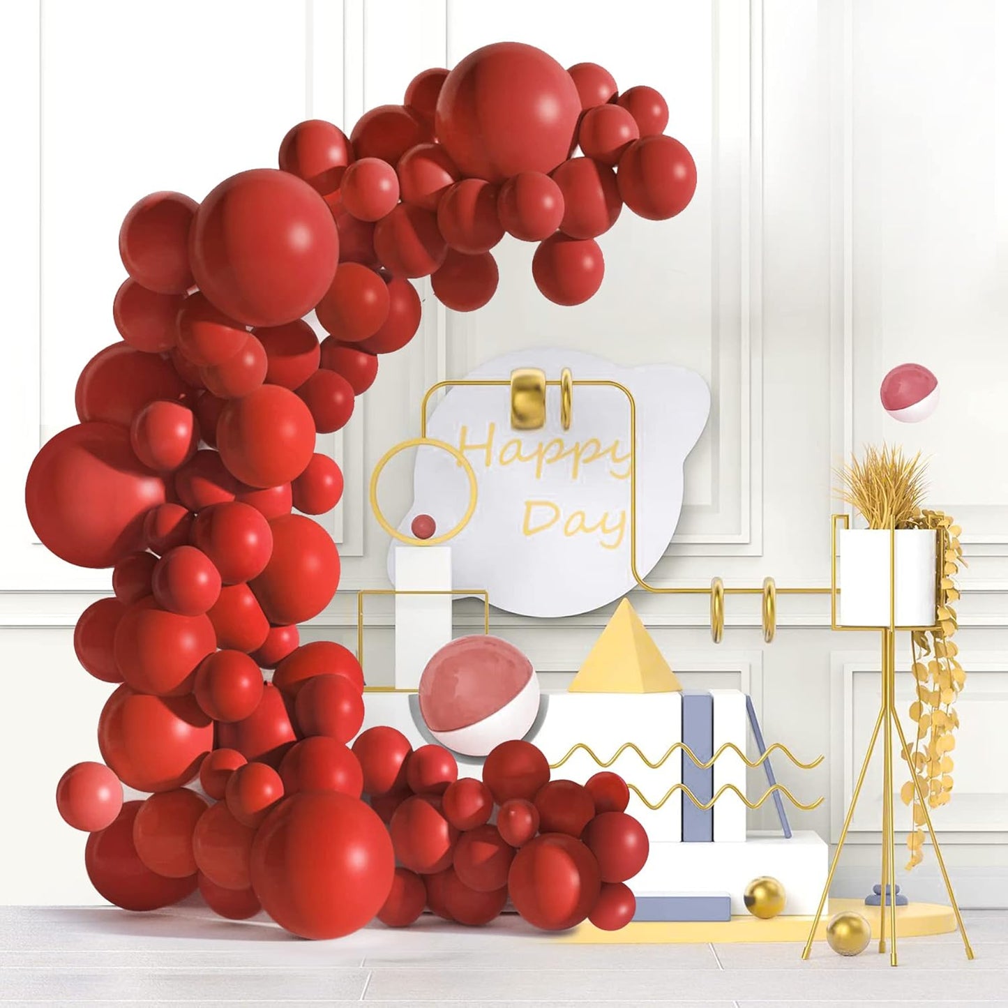 CANREVEL Red Balloons - 100pcs 5/10/12/18 Inch Latex Balloons Garland Arch Kit for Christmas Birthday Party Wedding Valentines Day Baby Shower Party Decoration