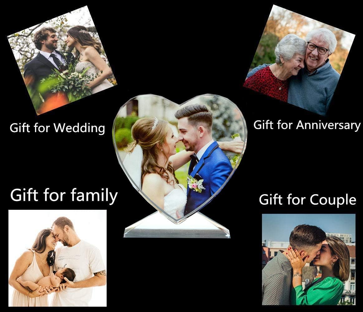 Crystal Custom Color Picture - Personalized Heart Shape Crystal Photo Frames, Birthday, Anniversaries, Wedding Gifts, Gifts for Girlfriend, Mother, Couples, Husband, Wife, Women, Her, Parents