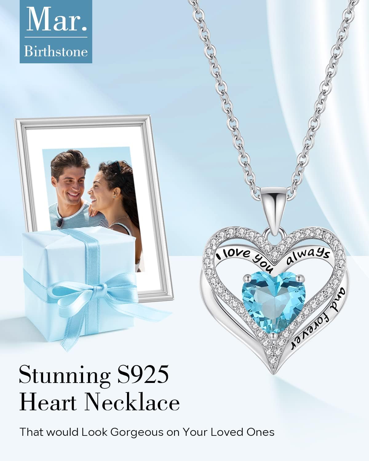 S925 Sterling Silver Necklace for Women, Wife Jewelry Rose Gold, Mom Birthday Valentines Mothers Day Gifts, Girlfriend Necklaces, Daughter Heart Jewel, Anniversary for Her