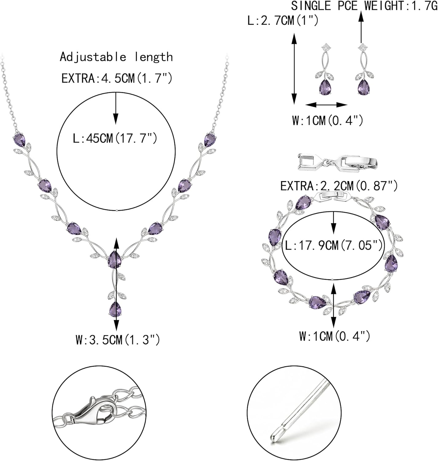 EVER FAITH Bridal Cubic Zirconia Jewelry Sets for Women, White Simulated Pearl Leaf Vine Pendant Wedding Party Necklace Earrings Set for Bridesmaid Bride